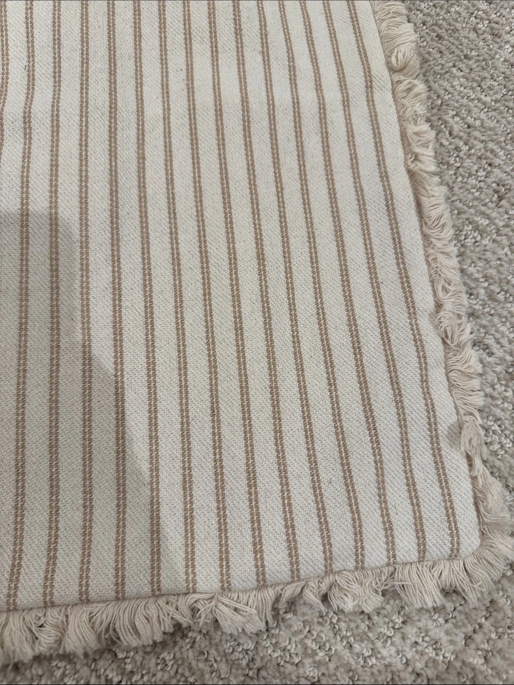 Tan and Cream Double Striped 8.5x9” Throw Pillow 2 Cases